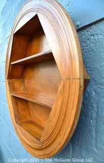 Vintage Round Wood Wall Display Shelf.  Measures 25" in diameter and 6" deep.