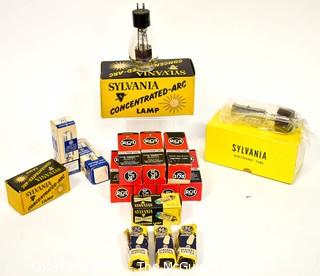 NOS Collection of Vintage Electric Bulbs and Tubes in Boxes.