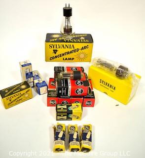 NOS Collection of Vintage Electric Bulbs and Tubes in Boxes.