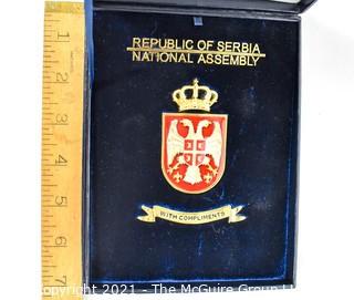 Vintage Republic Of Serbia National Assembly Medal in Velvet Presentation Box