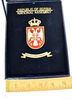 Vintage Republic Of Serbia National Assembly Medal in Velvet Presentation Box