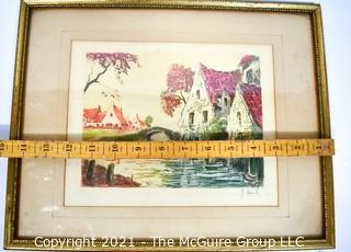 Framed Under Glass Color Lithograph Signed By Artist.  Measures 12" x 15".