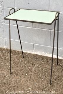 Mid Century Modern Wrought Iron Side Table with Green Formica Top.
