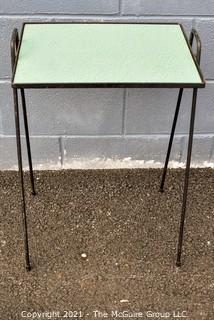 Mid Century Modern Wrought Iron Side Table with Green Formica Top.
