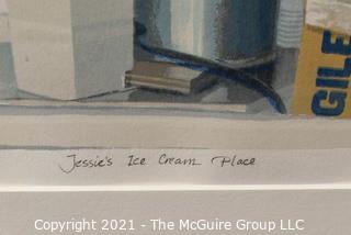 Framed Under Glass Silkscreen Entitled "Jessie's Ice Cream Store 1987", Pencil Signed and Numbered by Nancy McIntyre 