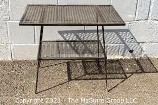 Mid-Century Wrought Iron Mesh Patio Garden Table 