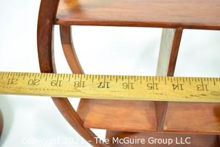 Asian Rosewood Mingei Display Table Top Curio Shelf Stand.  Measures 20" diameter x 4" deep.