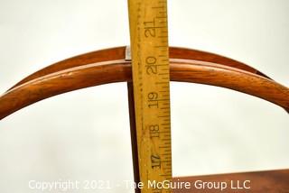 Asian Rosewood Mingei Display Table Top Curio Shelf Stand.  Measures 20" diameter x 4" deep.