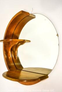 Vintage Art Deco Round Scroll Products Wall Mirror.  