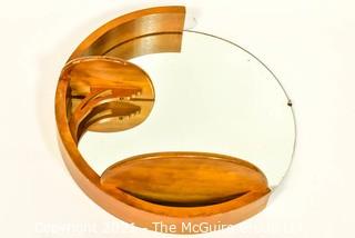 Vintage Art Deco Round Scroll Products Wall Mirror.  