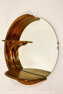 Vintage Art Deco Round Scroll Products Wall Mirror.  