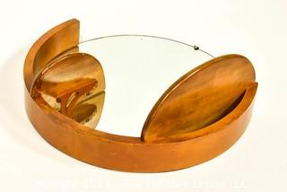 Vintage Art Deco Round Scroll Products Wall Mirror.  