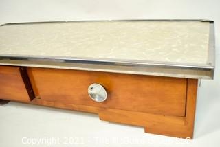 Vintage Two Drawer Maple with Formica Top Dresser Organizer.  Measures 30" x 12" x 7".