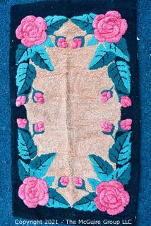 Vintage Hand Hooked Throw Rug.  Measures 26" x 47".