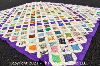 Vintage Hand Made Quilt in the Cathedral Window Pattern. Measures 57" x 63".