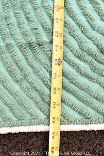 Vintage Mid Century Peacock Chenille Green Bedspread.  Measures 89" x 99".