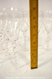 Eleven (11) French Lead Crystal Barley Twist Stem Wine Glasses 