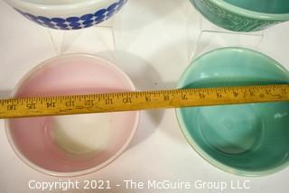 Group of Four (4) Pottery and Glass Mixing Bowls Includes Pyrex & Homer Laughlin.