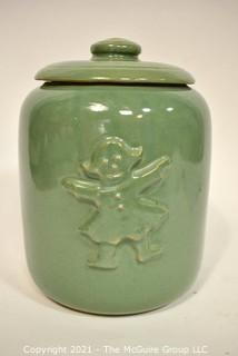 Vintage Pottery Cookie Jar with Gingerman.