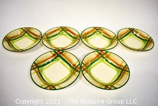 Set of Six (6) Vintage Vernonware Tam O'Shanter Pattern Porcelain China Bowls From Vernon Kiln, California. 