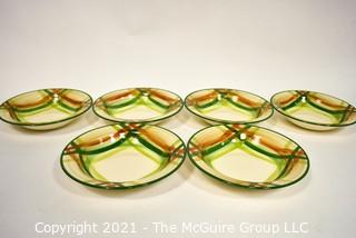 Set of Six (6) Vintage Vernonware Tam O'Shanter Pattern Porcelain China Bowls From Vernon Kiln, California. 