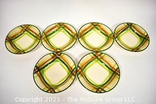 Set of Six (6) Vintage Vernonware Tam O'Shanter Pattern Porcelain China Bowls From Vernon Kiln, California. 