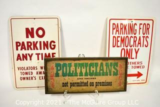 Three Vintage Wall or Street Signs. 