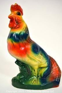 Bright Painted Plaster Ceramic Rooster.  Measures 9" x 12".