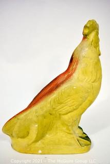 Bright Painted Plaster Ceramic Rooster.  Measures 9" x 12".