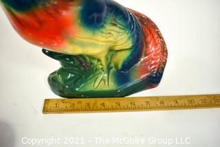 Bright Painted Plaster Ceramic Rooster.  Measures 9" x 12".