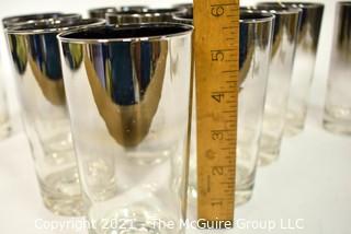 Set of Twelve (12) Dorothy Thorpe Midcentury Silver Fade Barware Tumbler Glasses. 