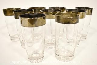 Set of Nine (9) Dorothy Thorpe Midcentury Silver Fade Barware Glasses