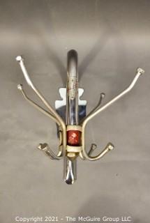 Vintage Mid Century Chrome Barber Shop Pee Dee Wall Tree Hat Coat Rack Measures 11" x 16". 