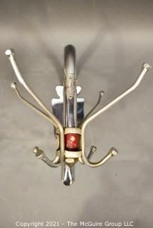 Vintage Mid Century Chrome Barber Shop Pee Dee Wall Tree Hat Coat Rack Measures 11" x 16". 