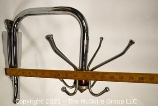 Vintage Mid Century Chrome Barber Shop Pee Dee Wall Tree Hat Coat Rack Measures 11" x 16". 