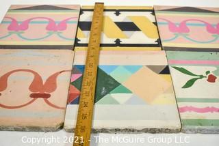 Six (6) Hand Poured Cement Tiles.  Each Measure 8" Square.