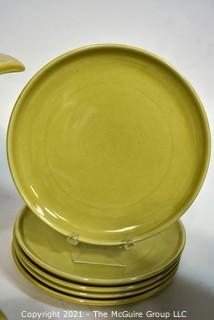 Set of Russel Wright Steubenville Mid Century Modern (MCM) Dishware in Chartreuse Green.