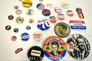 Collection of Vintage Political Pins and Buttons. 