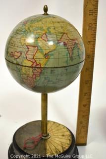 Antique Sanders Company World Globe Clock with Key.  Clock Face is on stand.  Measures 12" tall. 