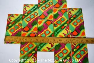 Ten (10) Mid-Century Artisan Made High Fire Enamel On Copper Wall Art Plaques or Tiles.  Each measures 3" x 6".