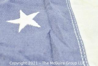 Vintage Stitched with Embroidered Stars Cotton 50 Star American Flag Made by Defiance. Measures 30" X 57”.