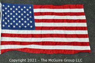 Vintage Stitched with Printed Stars Cotton 50 Star American Flag. Measures 32" X 56”.