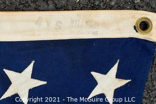 Vintage Cotton 48 Star American Flag Stitched Stripes with Applique Stars. Measures 47" X 69”.