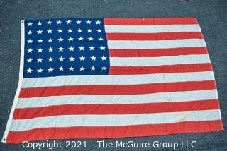 Vintage Cotton 48 Star American Flag Stitched Stripes with Applique Stars. Measures 47" X 69”.