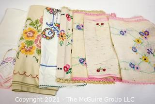 Group of Vintage Hand Embroidered Linens. 