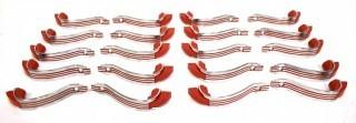 Lot of (20) Vintage Mid Century Art Deco Chrome and Red Bakelite Drawer Pulls.