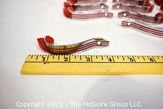 Lot of (20) Vintage Mid Century Art Deco Chrome and Red Bakelite Drawer Pulls.