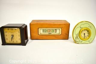 Three (3) Vintage Clocks Including Westclox & Numechron Tymeter.