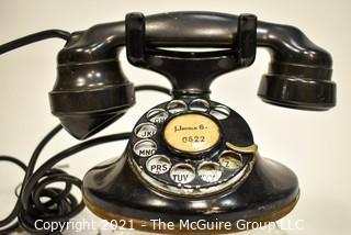 Vintage Black Bakelite Rotary Dial Telephone. 