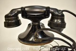 Vintage Black Bakelite Rotary Dial Telephone. 